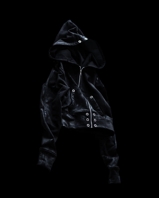 ALLCAPO COATING CROPPED BIG HOODIE FIT