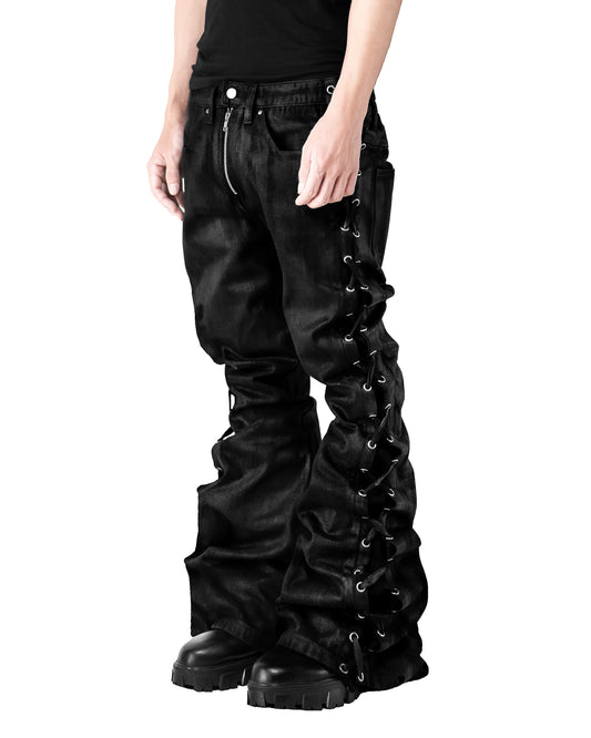 SIDE COATING LACE FLARE PANTS