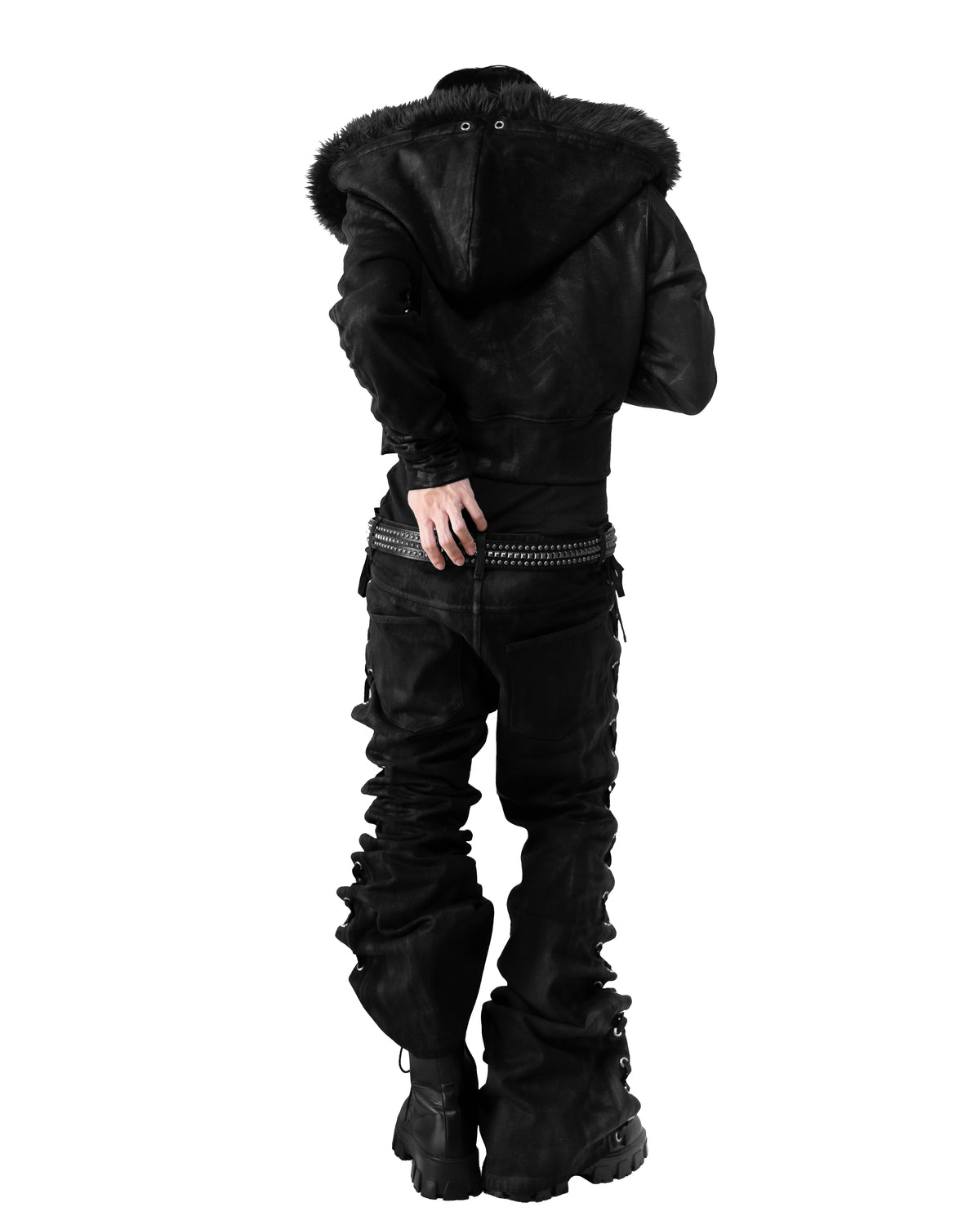 ALLCAPO COATING FUR CROPPED BIG HOODIE FIT