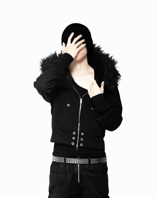 ALLCAPO FUR CROPPED BIG HOODIE FIT