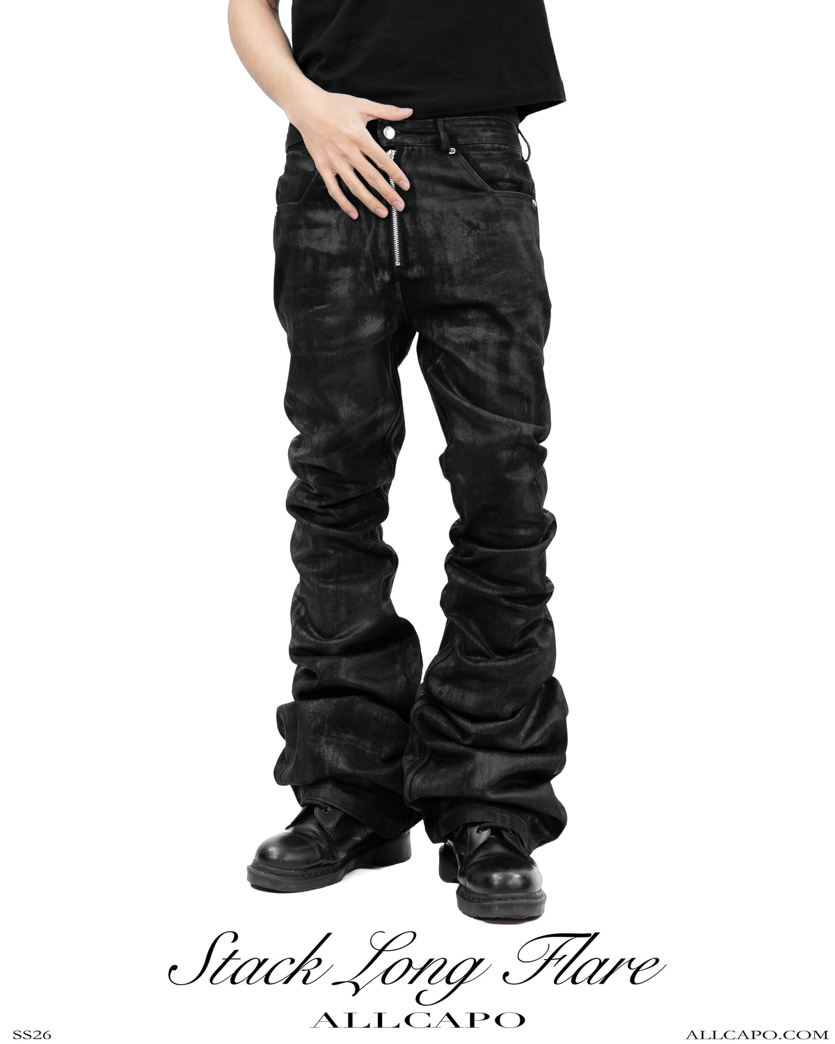 SET COATING STACK LONG FLARE PANTS & CROPPED BIG HOODIE FIT