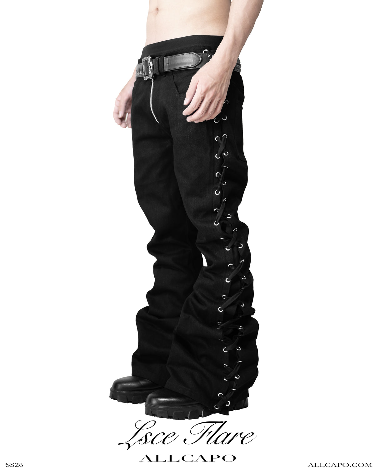 SET SIDE LACE FLARE PANTS & CROPPED BIG HOODIE FIT