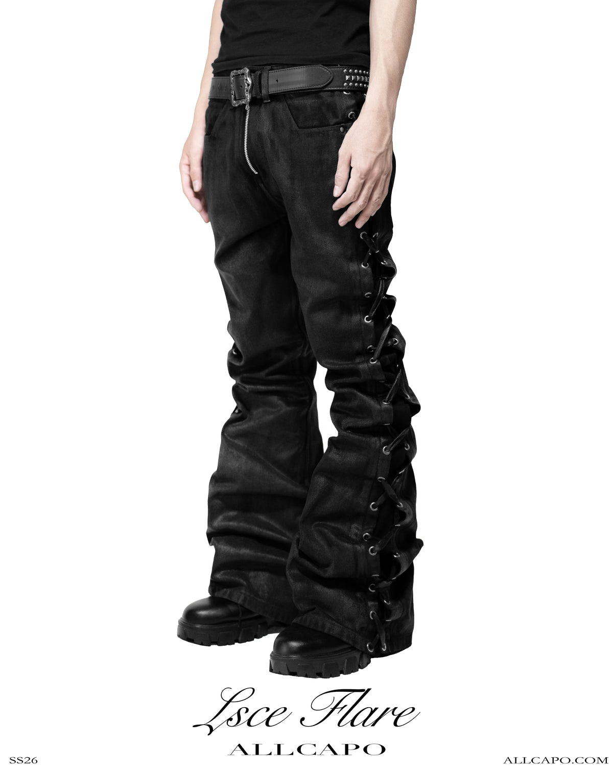 SET SIDE LACE COATING FLARE PANTS & CROPPED BIG HOODIE FIT