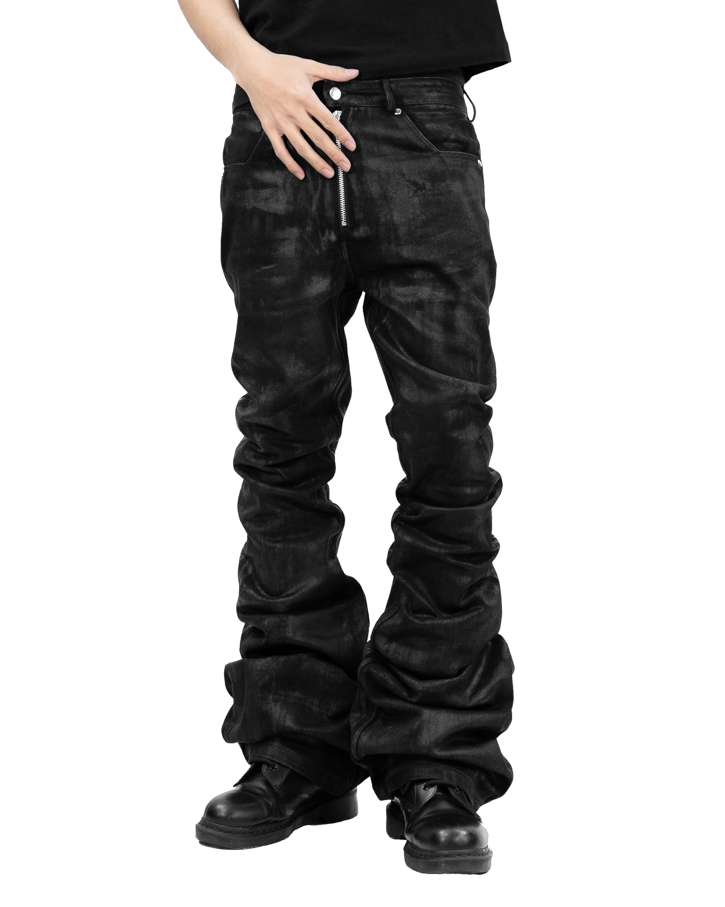ALL CAPO COATING STACKED LONG FLARE PANTS