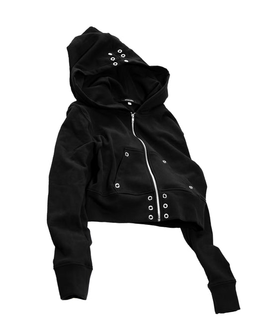 STUDDED CROPPED BIG HOODIE