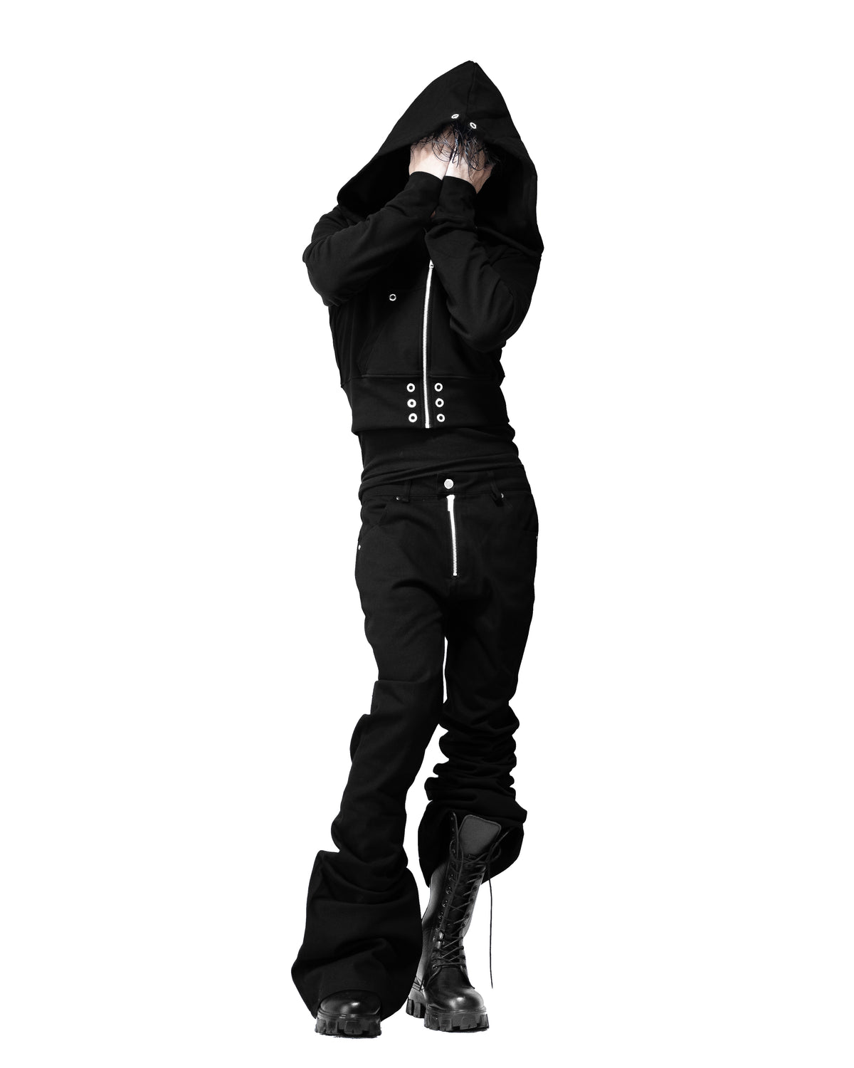 SET ALLCAPO CROPPED JACKET BLACK & FLARE PANTS