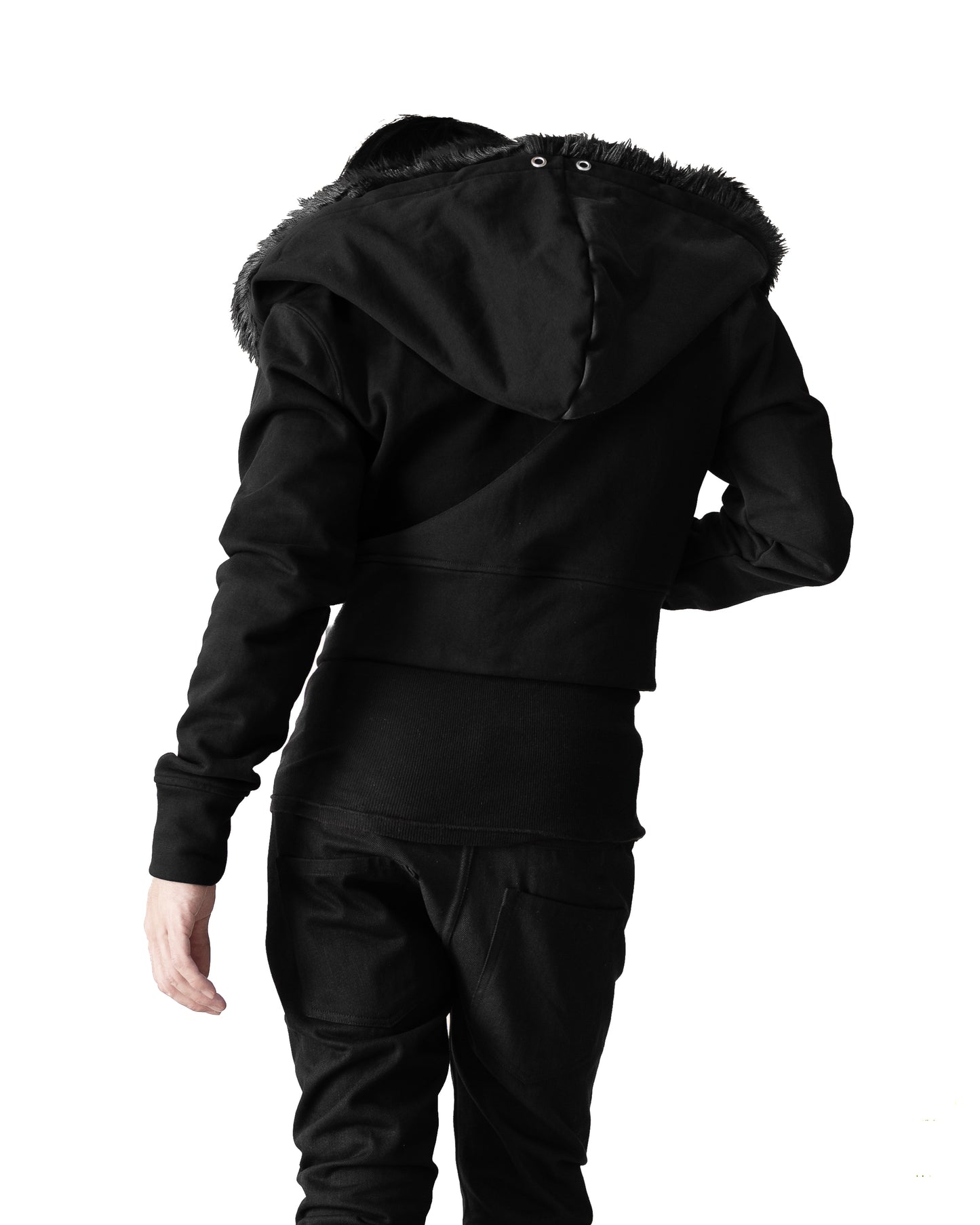 SET FLARE PANTS & FUR CROPPED BIG HOODIE FIT