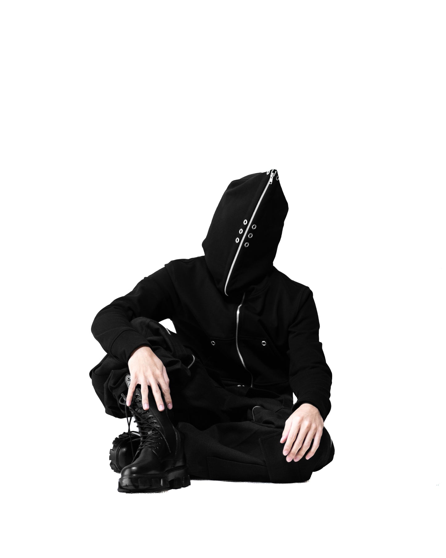 - SET UP - ALL-ZIP CROPPED BIG HOODIE FIT & 3WAY STACKED FLARE CARGO