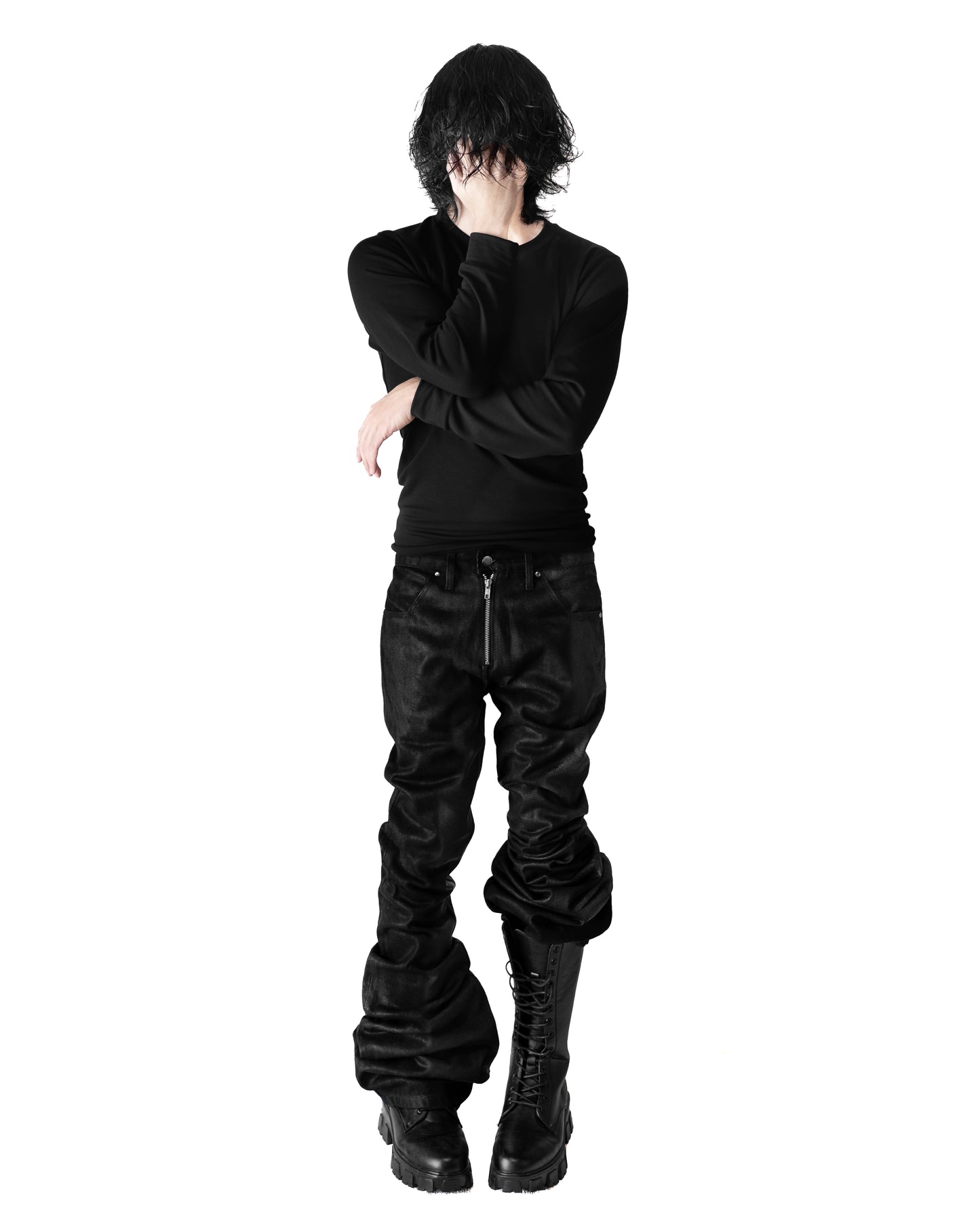ALL CAPO COATING STACKED LONG FLARE PANTS
