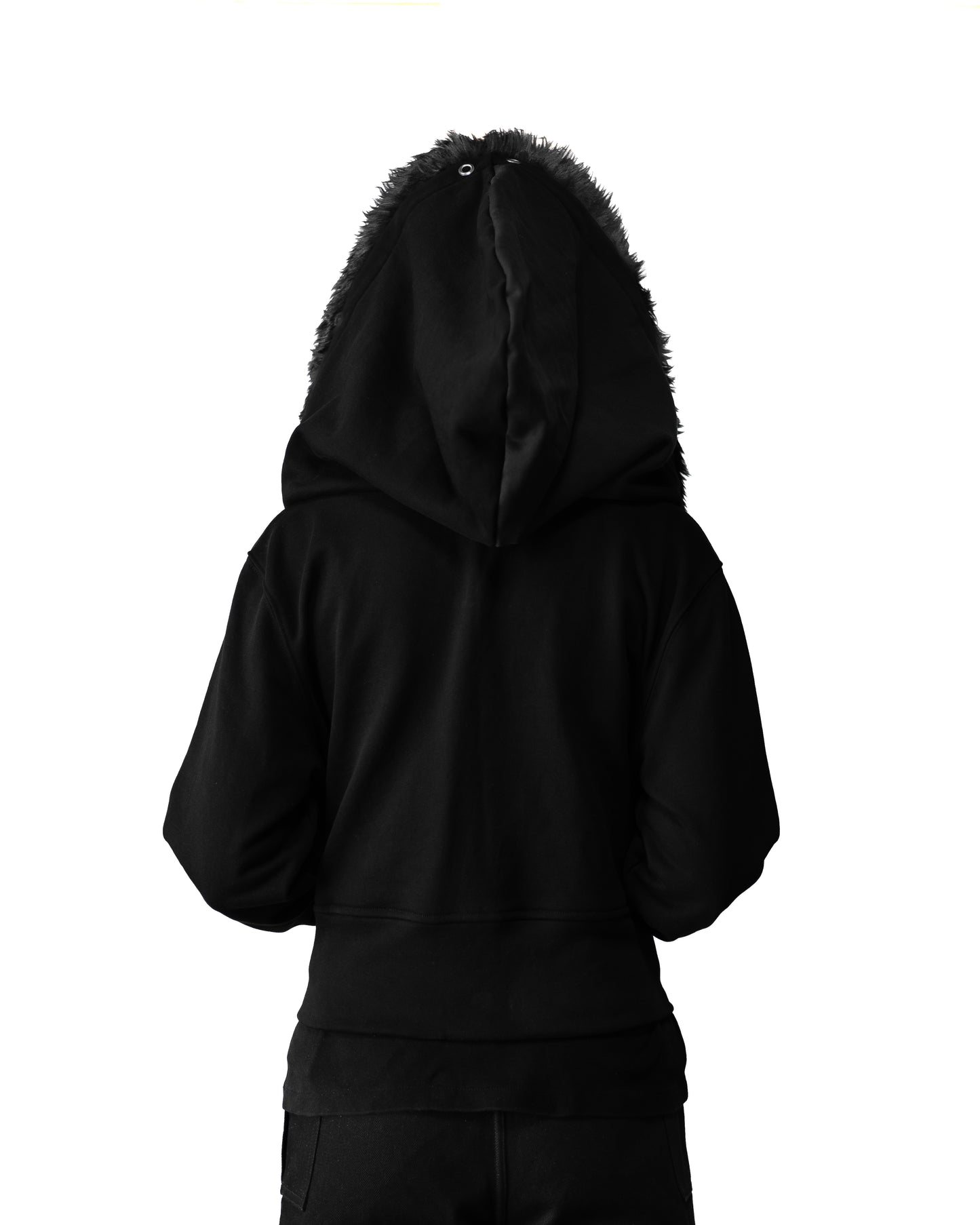 - SET UP - FUR CROPPED BIG HOODIE FIT & 3WAY STACKED FLARE CARGO