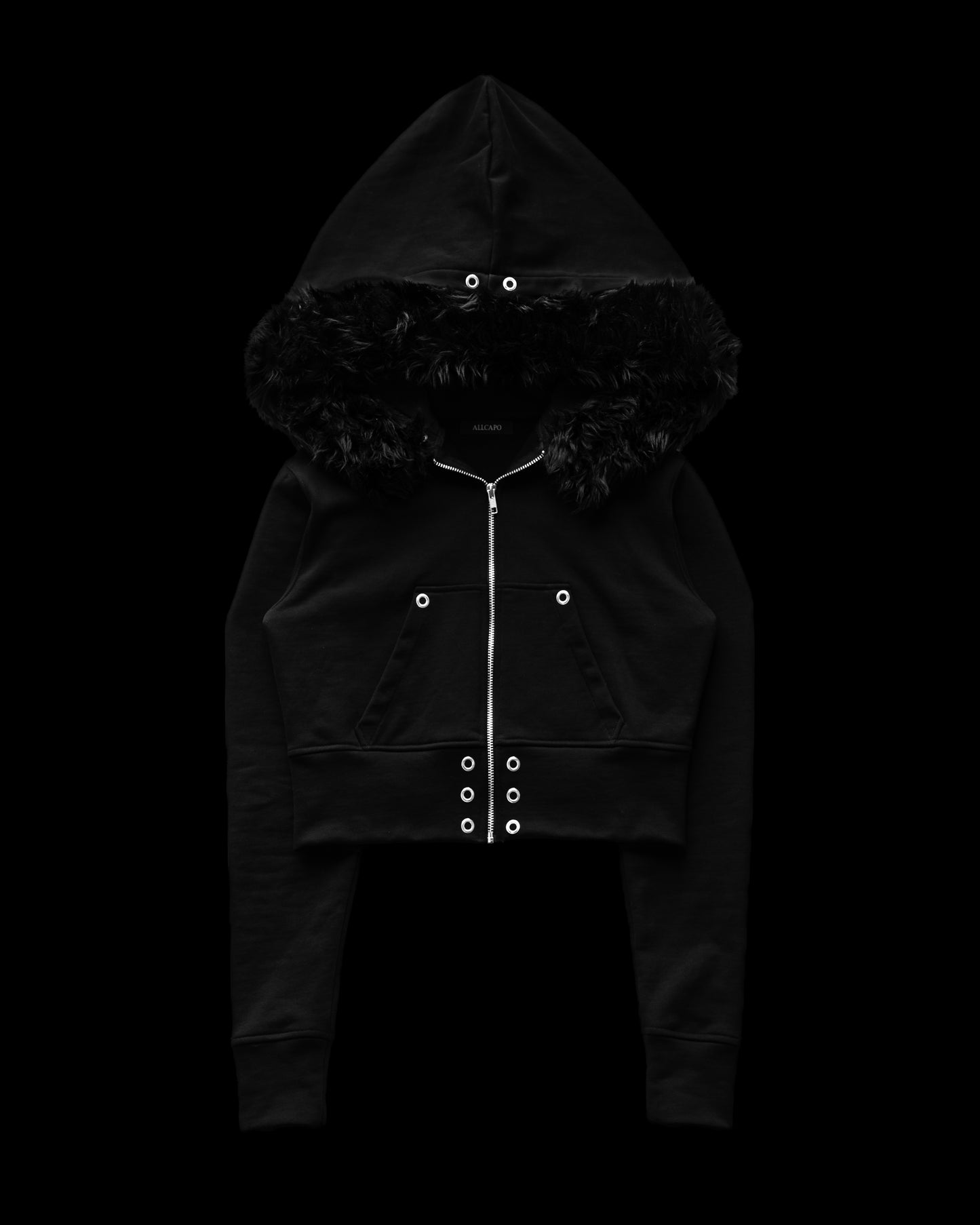 - SET UP - FUR CROPPED BIG HOODIE FIT & 3WAY STACKED FLARE CARGO