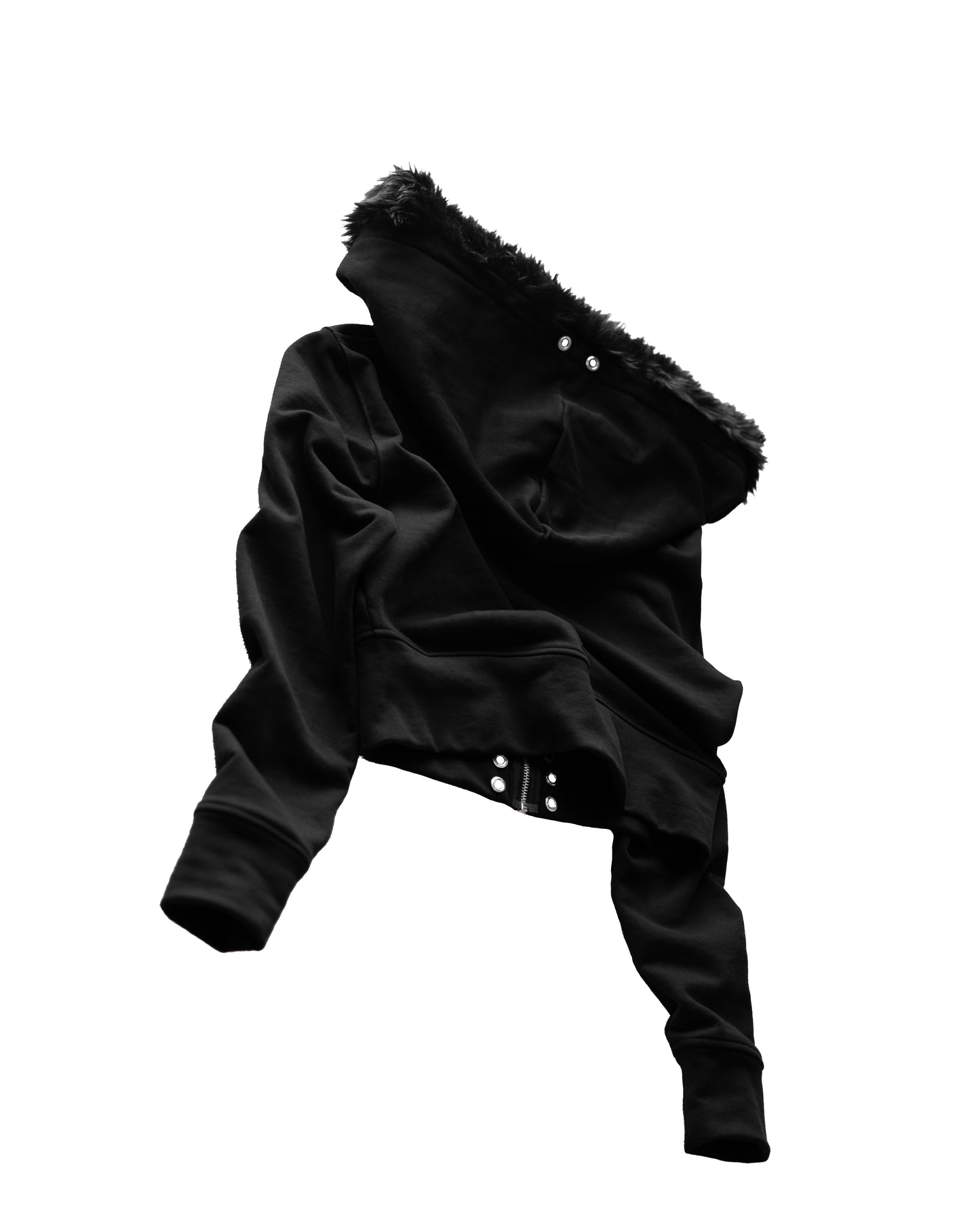 - SET UP - FUR CROPPED BIG HOODIE FIT & 3WAY STACKED FLARE CARGO