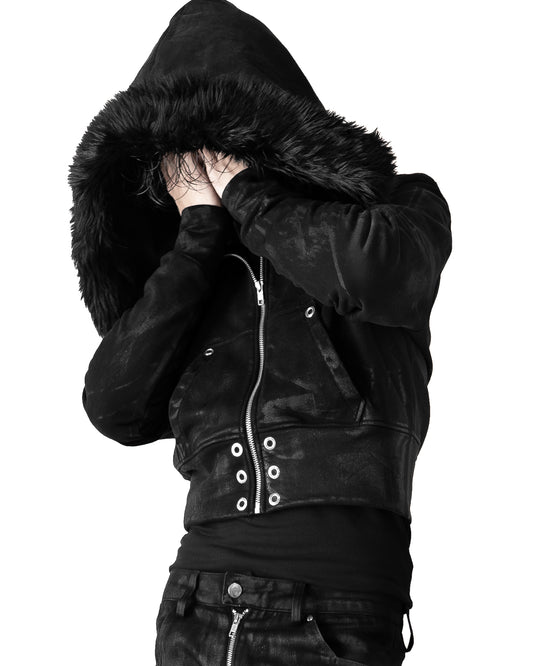 ALLCAPO COATING FUR CROPPED BIG HOODIE FIT