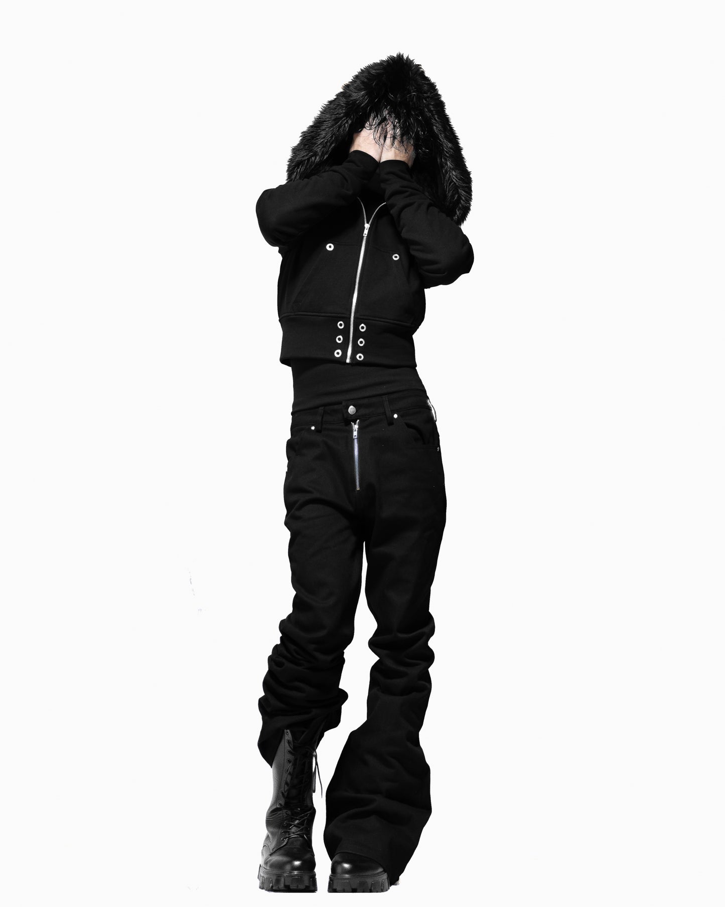 ALLCAPO FUR CROPPED BIG HOODIE FIT