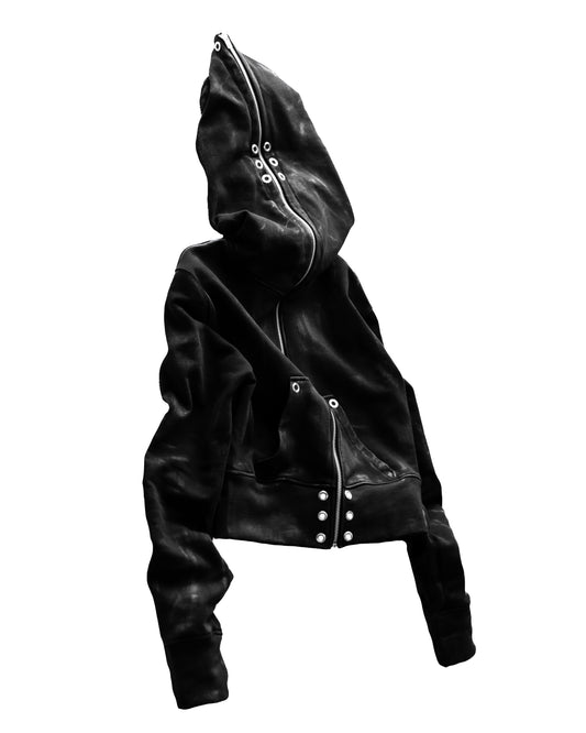 ALLCAPO COATING ALL-ZIP CROPPED BIG HOODIE FIT