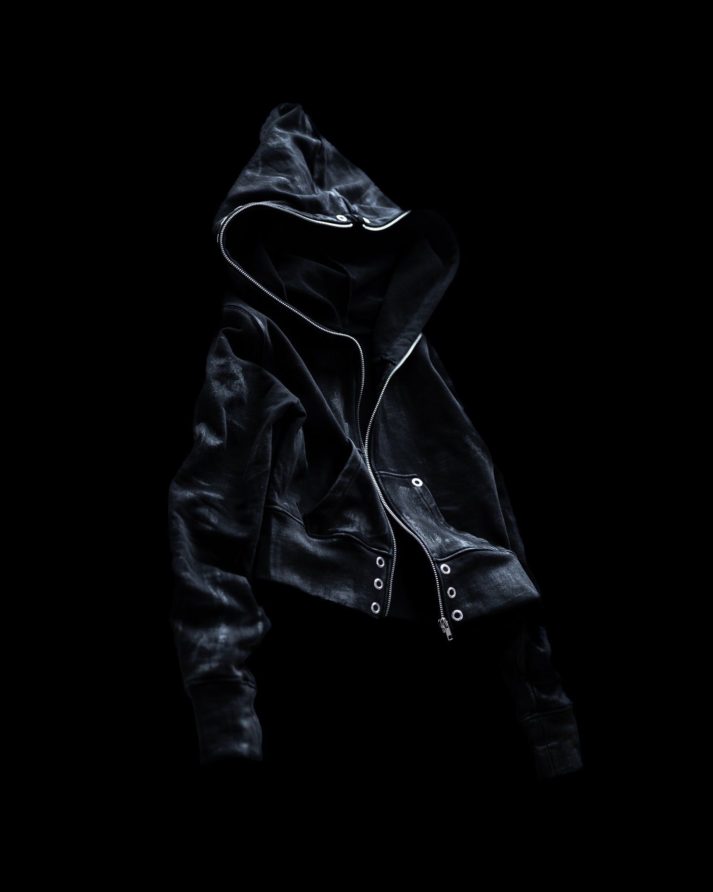 ALLCAPO COATING ALL-ZIP CROPPED BIG HOODIE FIT