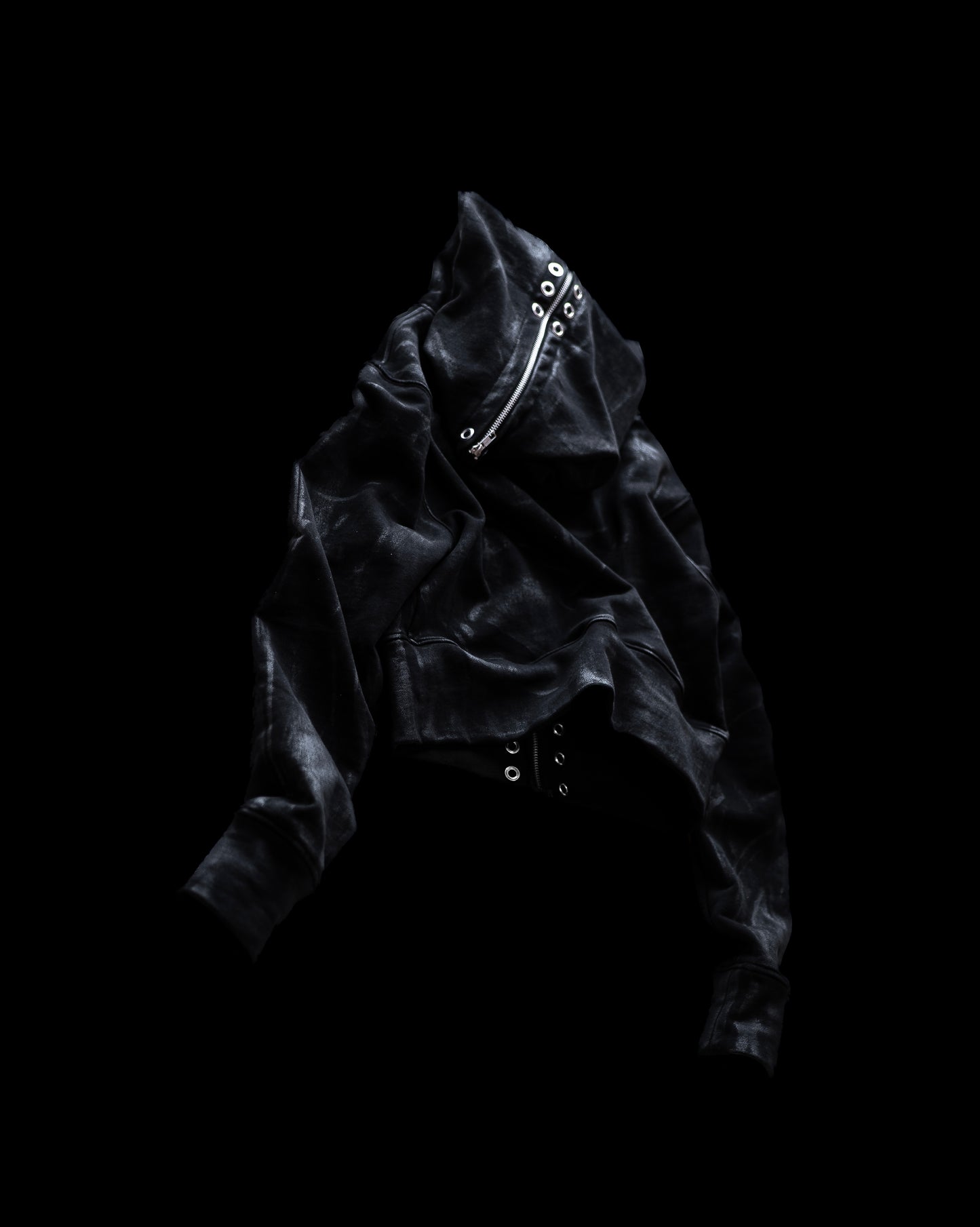 ALLCAPO COATING ALL-ZIP CROPPED BIG HOODIE FIT