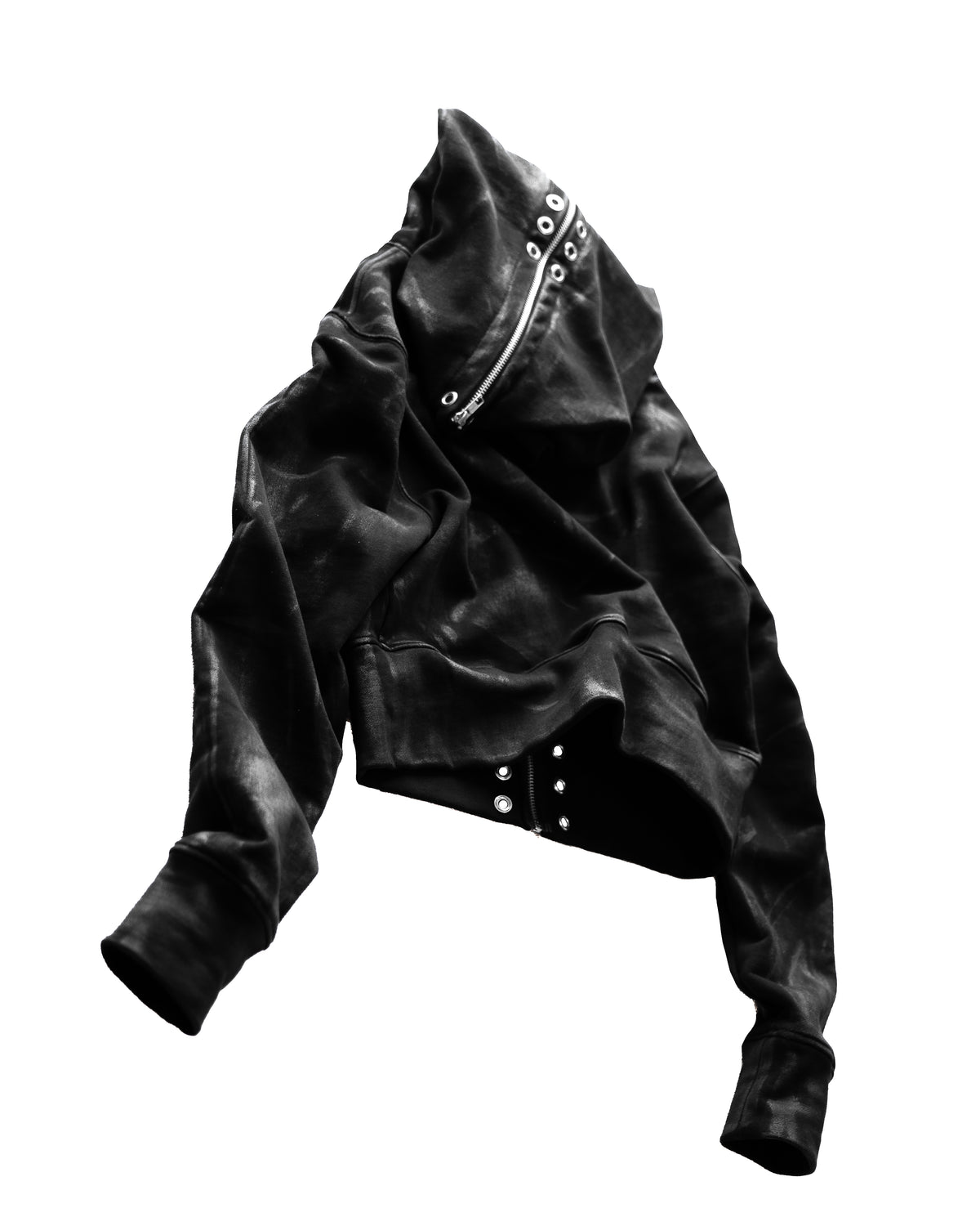 ALLCAPO COATING ALL-ZIP CROPPED BIG HOODIE FIT