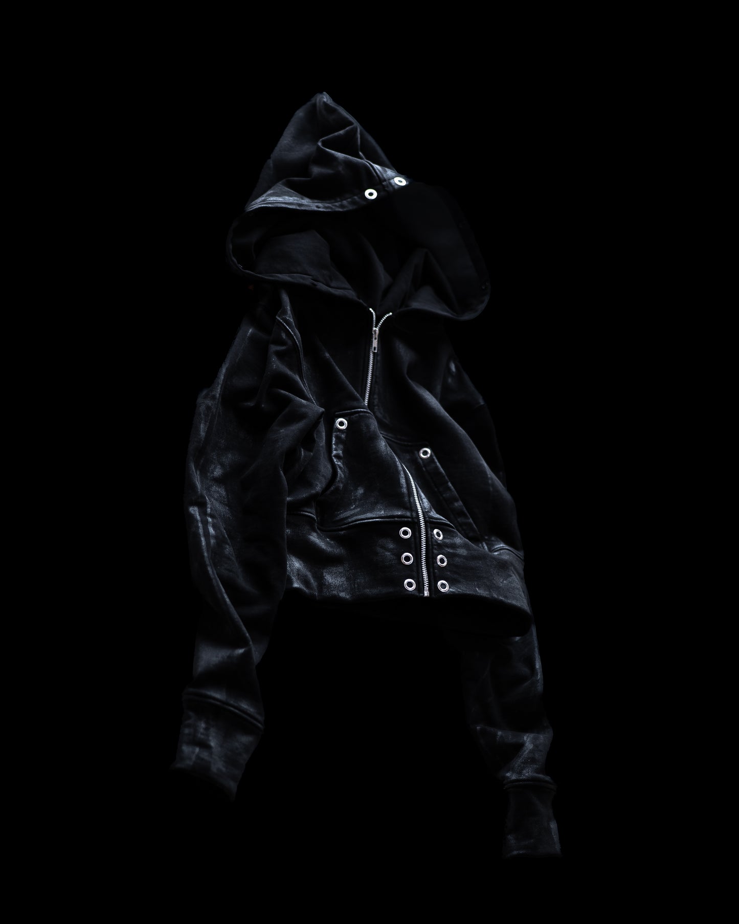 ALLCAPO COATING CROPPED BIG HOODIE FIT