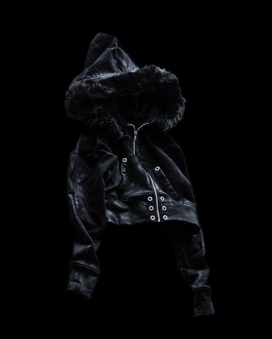 ALLCAPO COATING FUR CROPPED BIG HOODIE FIT