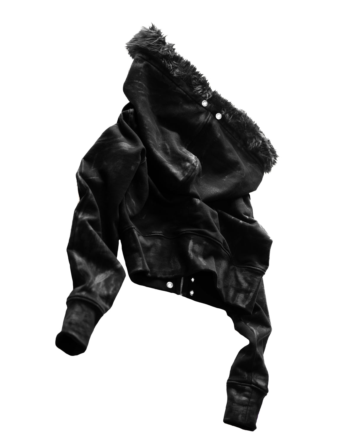 SET  COATING FLARE PANTS & COATING FUR CROPPED BIG HOODIE FIT