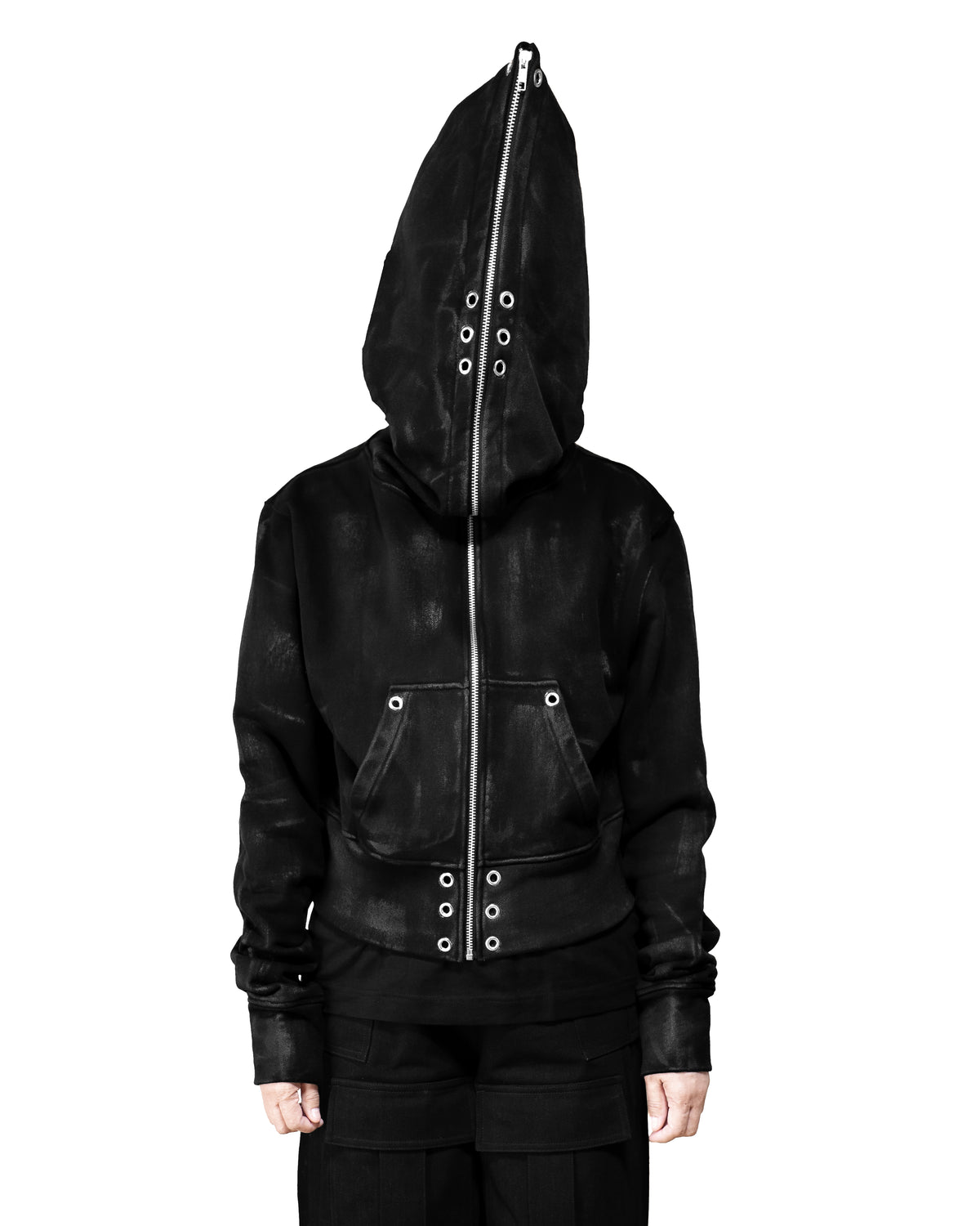 ALLCAPO COATING ALL-ZIP CROPPED BIG HOODIE FIT