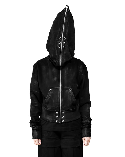 ALLCAPO COATING ALL-ZIP CROPPED BIG HOODIE FIT