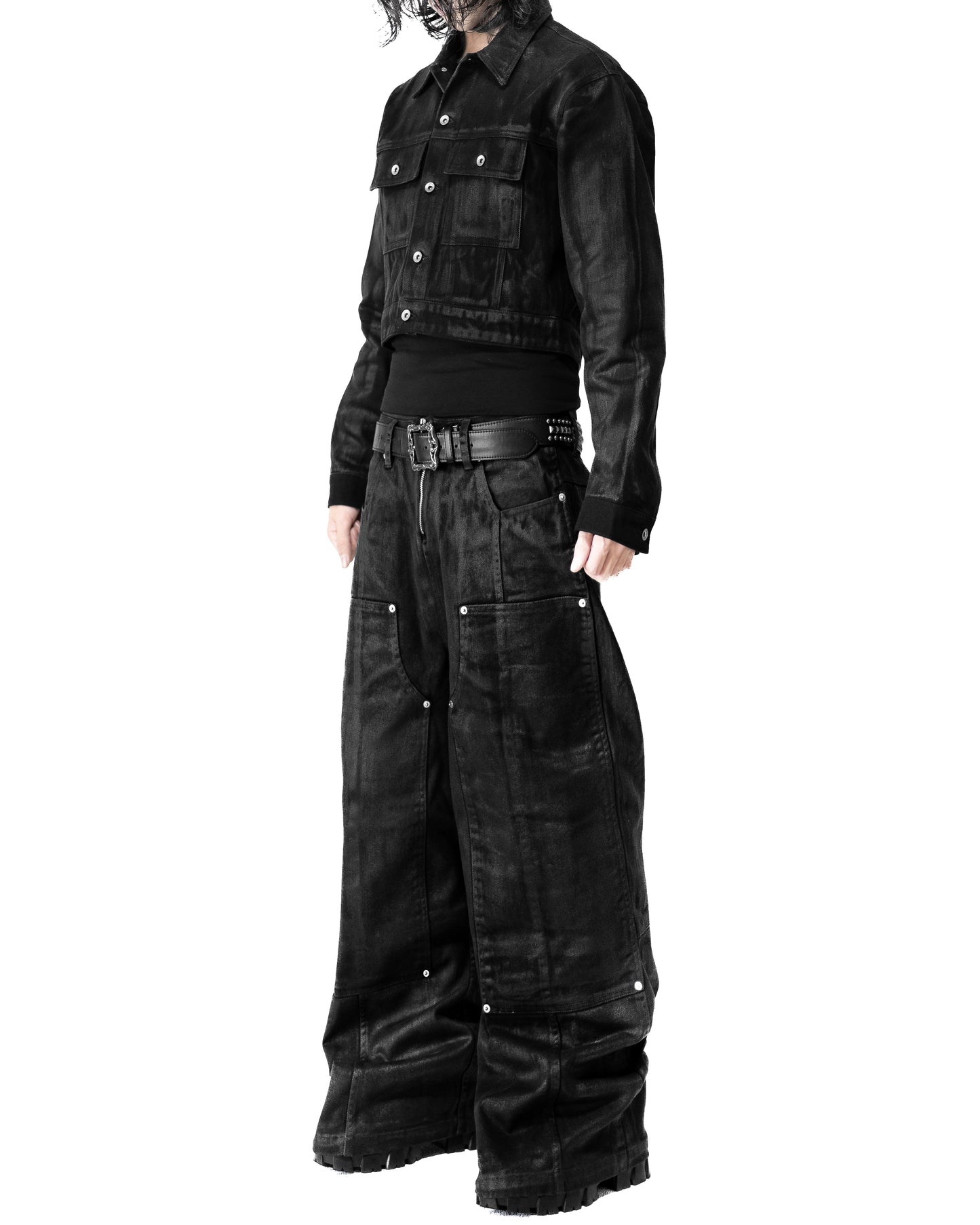 - PRE ORDER - COATING DOUBLE KNEE VOLUME BOTTOM WIDE PANTS