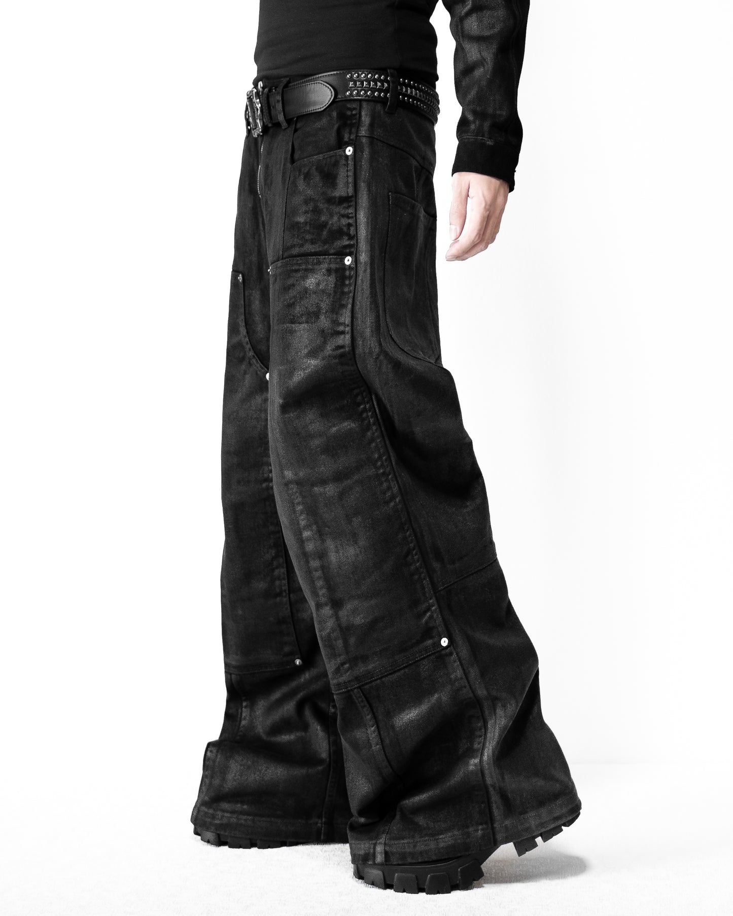 - PRE ORDER - COATING DOUBLE KNEE VOLUME BOTTOM WIDE PANTS