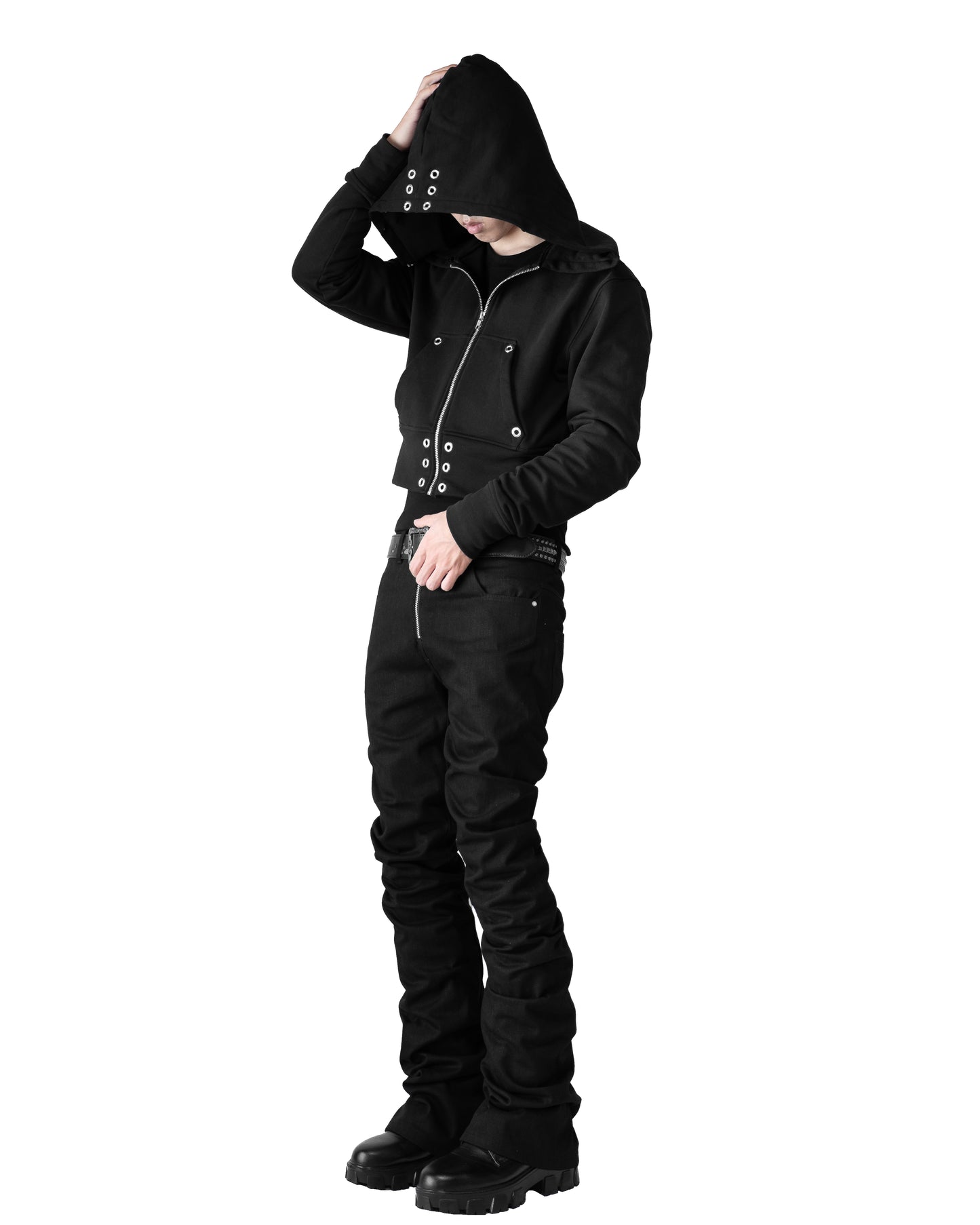 BACK ZIP SKINNY FLARE PANTS