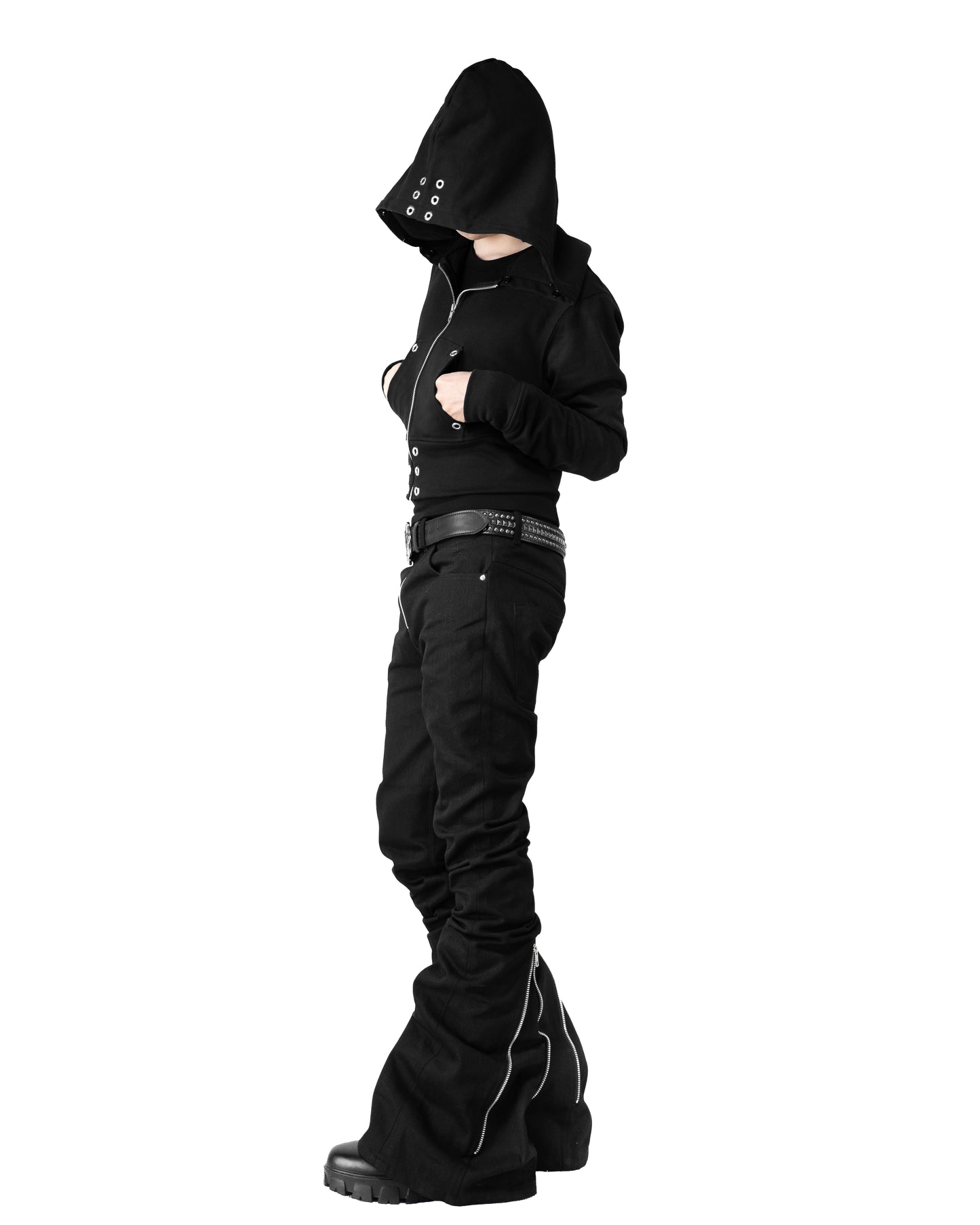 BACK ZIP SKINNY FLARE PANTS