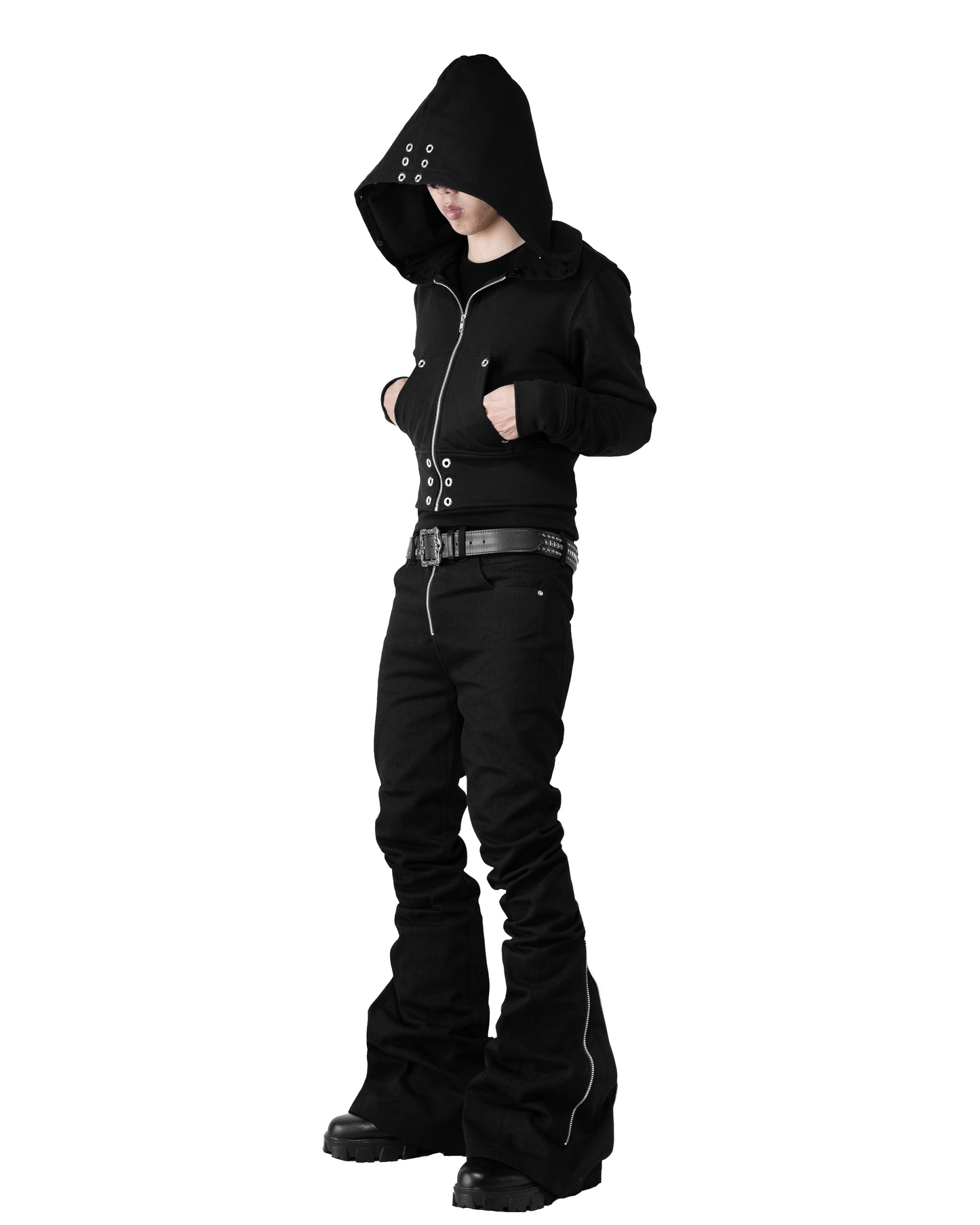 BACK ZIP SKINNY FLARE PANTS