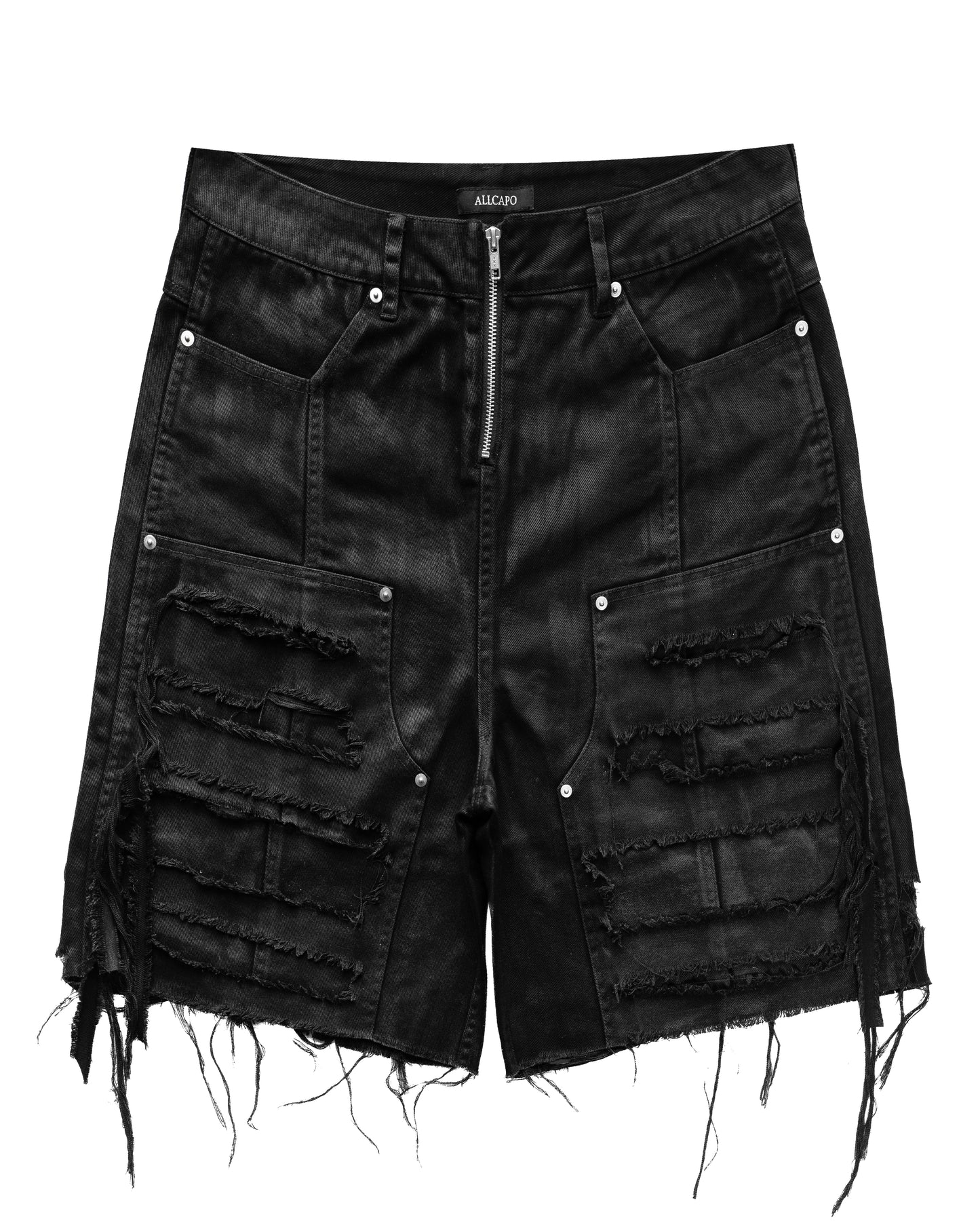 DAMAGE COATING DOUBLE KNEE SHORTS