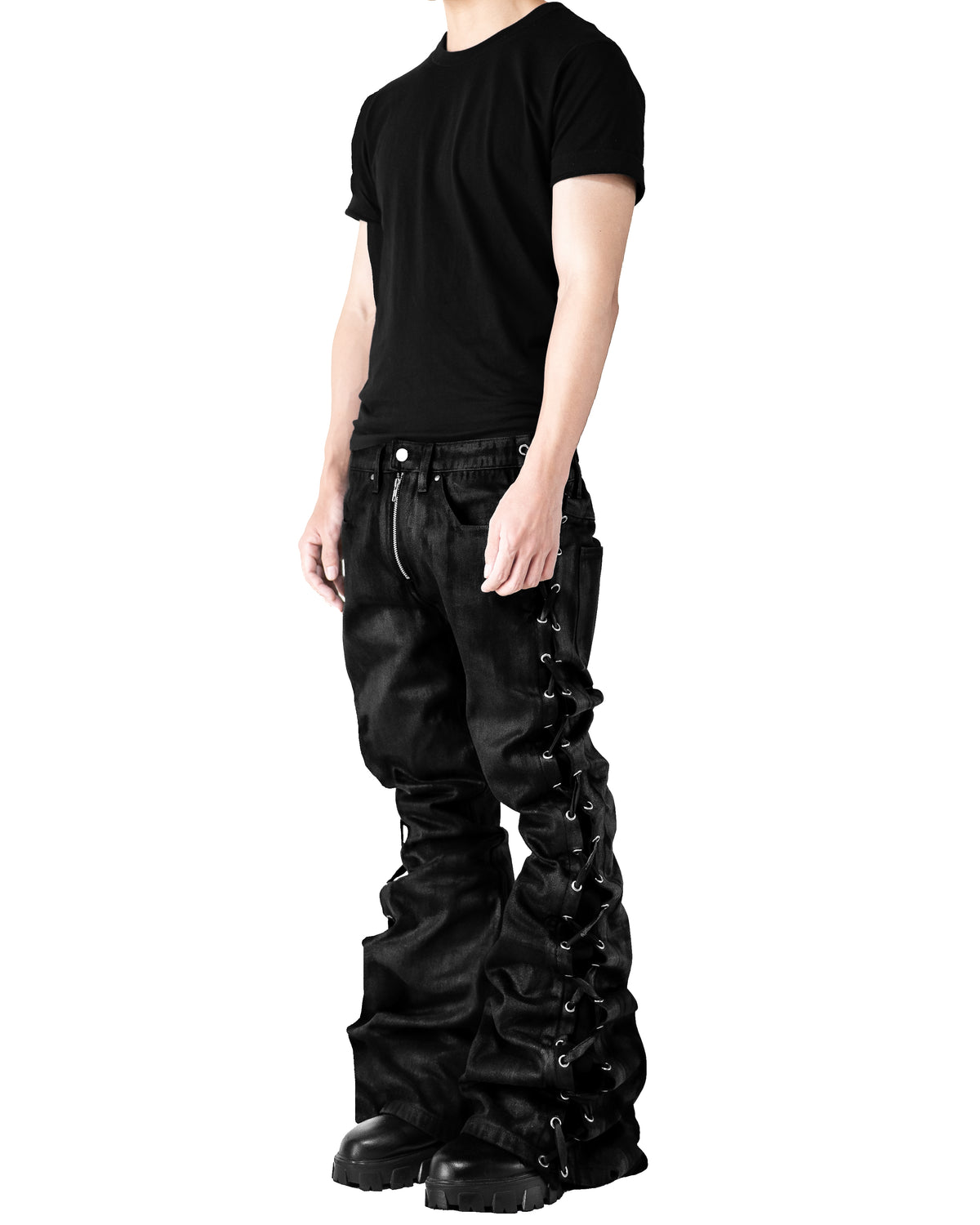 SIDE COATING LACE FLARE PANTS