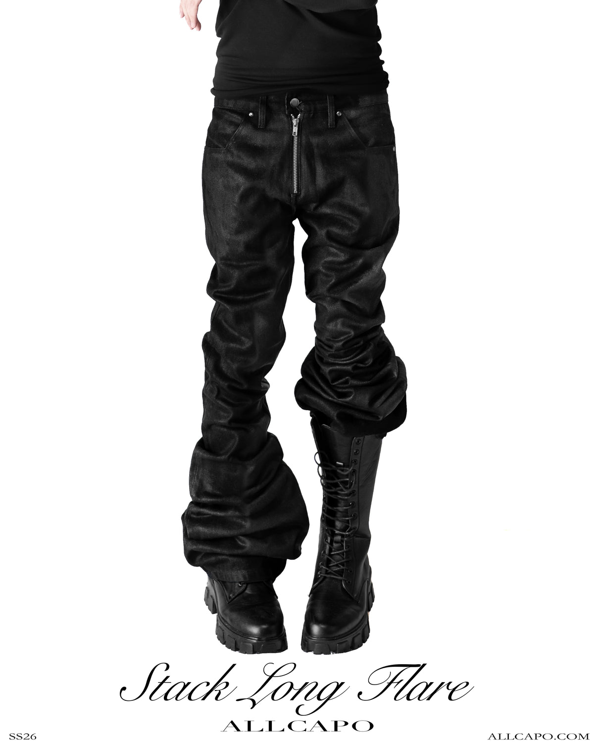 ALLCAPO COATING STACK LONG FLARE PANTS