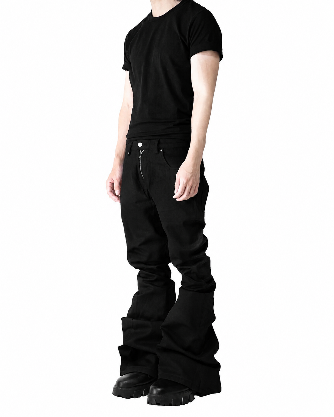 SET ALLCAPO CROPPED JACKET BLACK & FLARE PANTS
