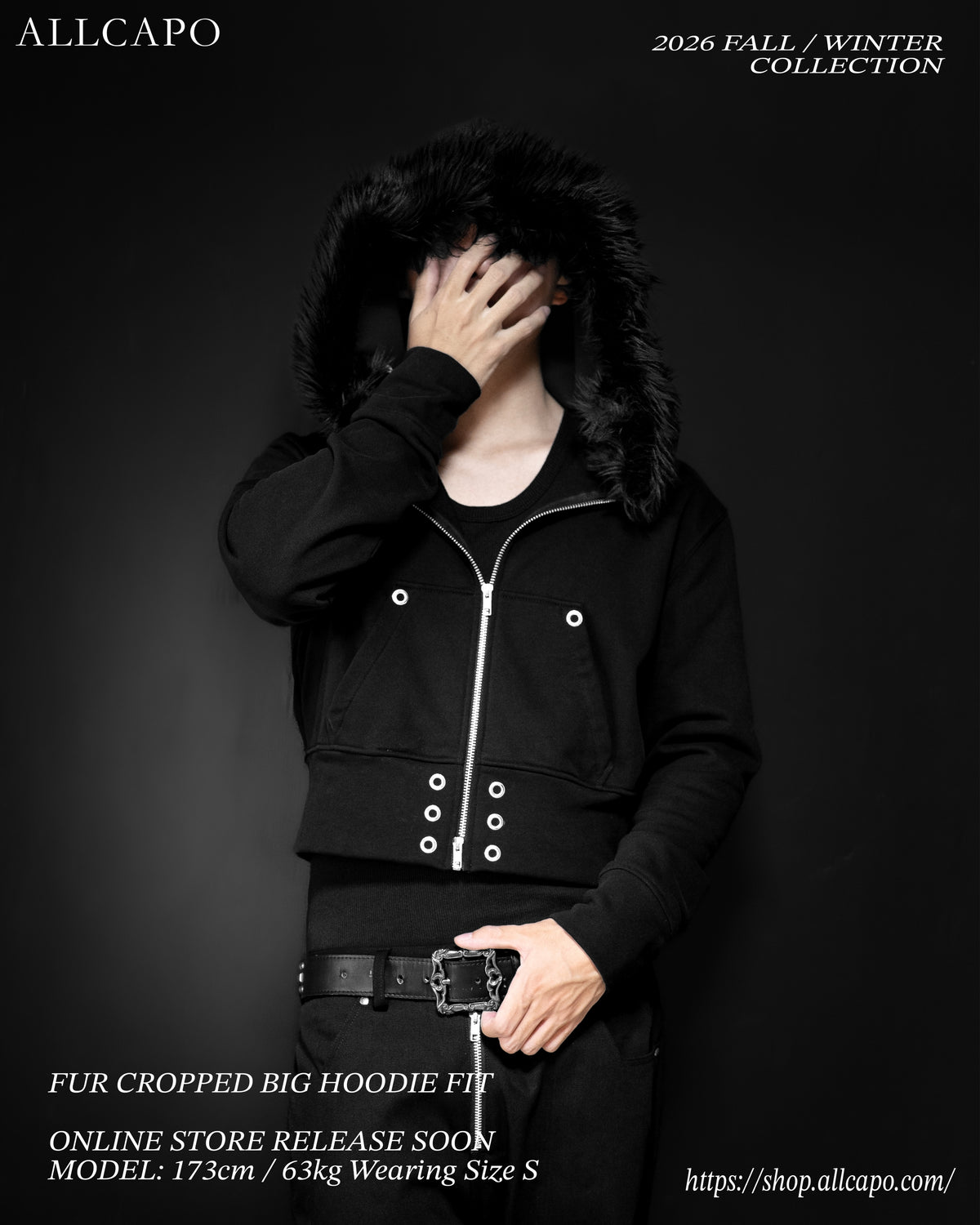 ALLCAPO FUR CROPPED BIG HOODIE FIT