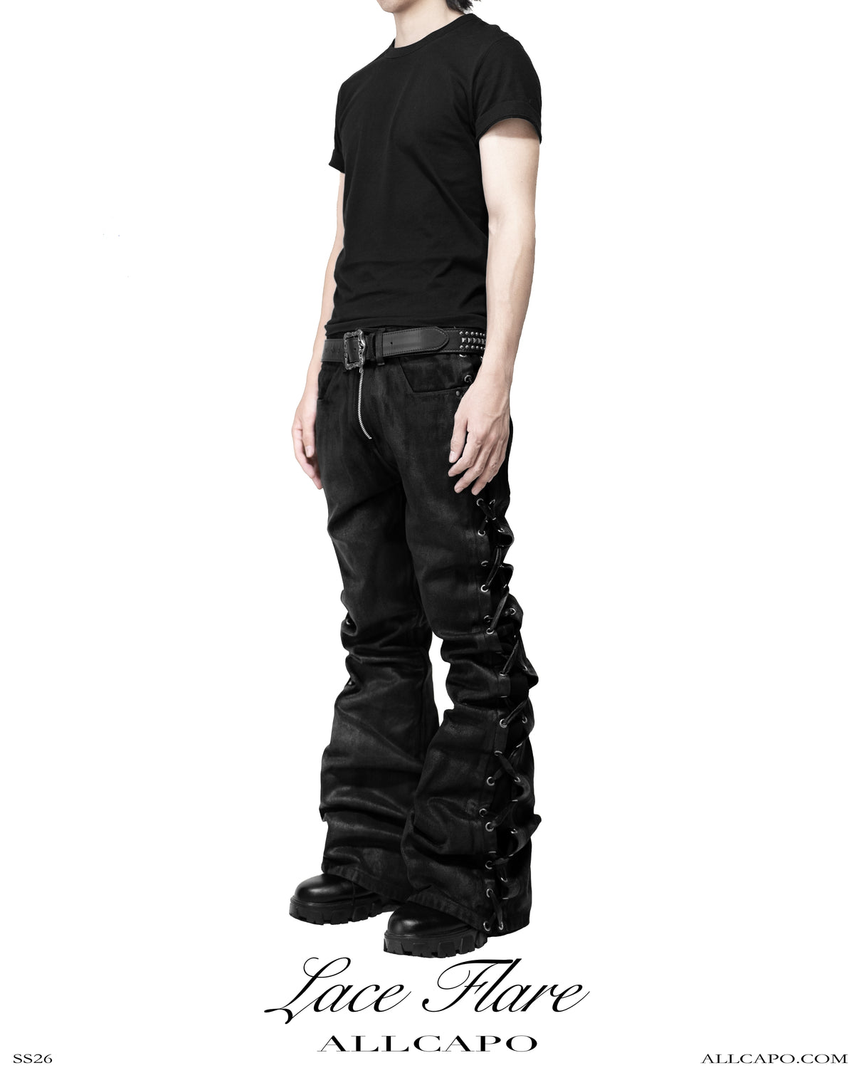 SET SIDE LACE COATING FLARE PANTS & CROPPED BIG HOODIE FIT