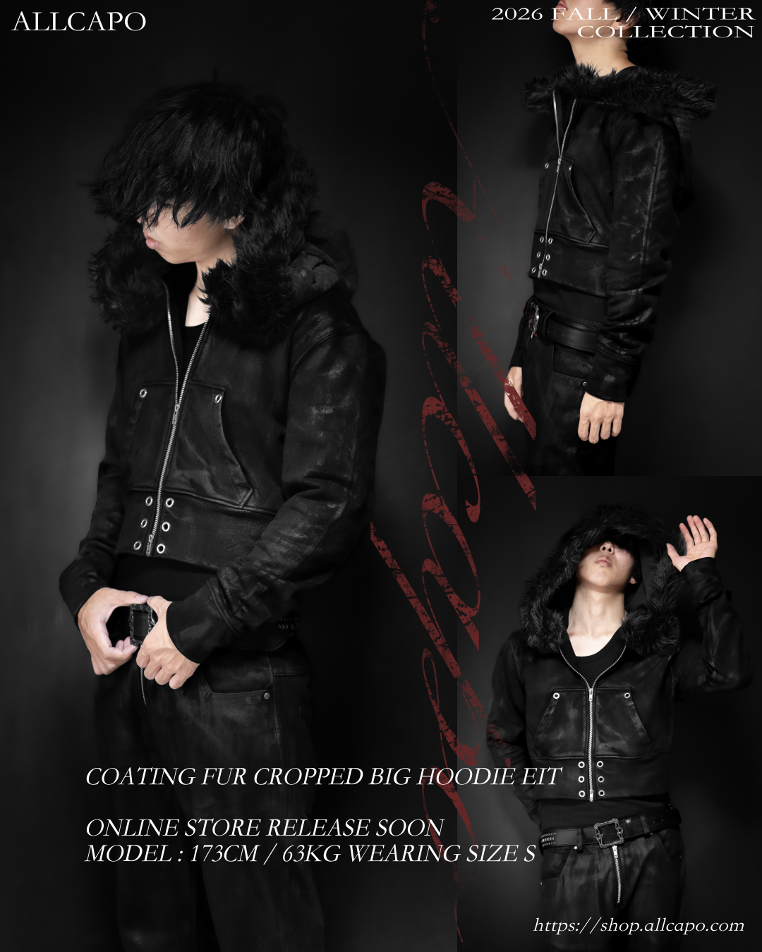 ALLCAPO COATING FUR CROPPED BIG HOODIE FIT