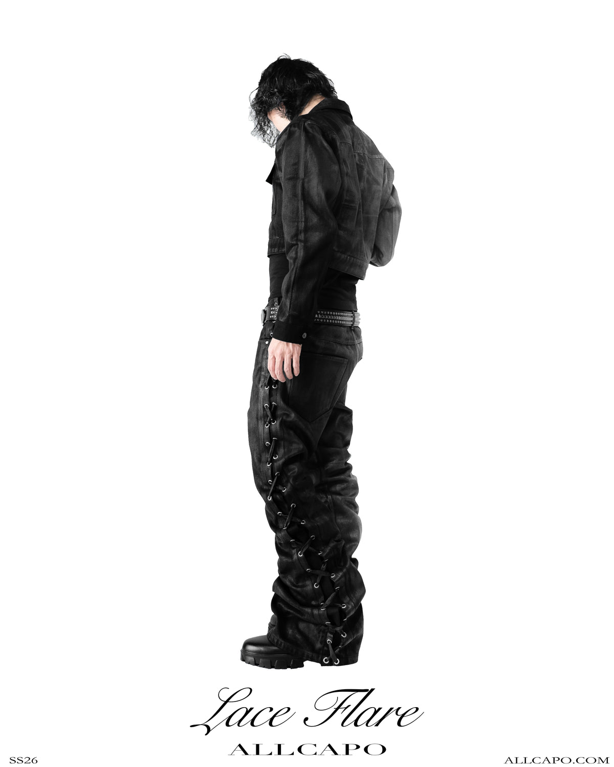SIDE COATING LACE FLARE PANTS