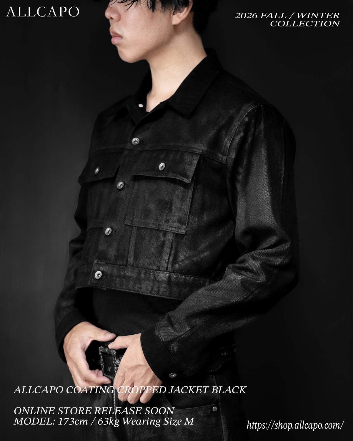 SET COATING CROPPED JACKET BLACK & BACK ZIP COATING SKINNY FLARE PANTS