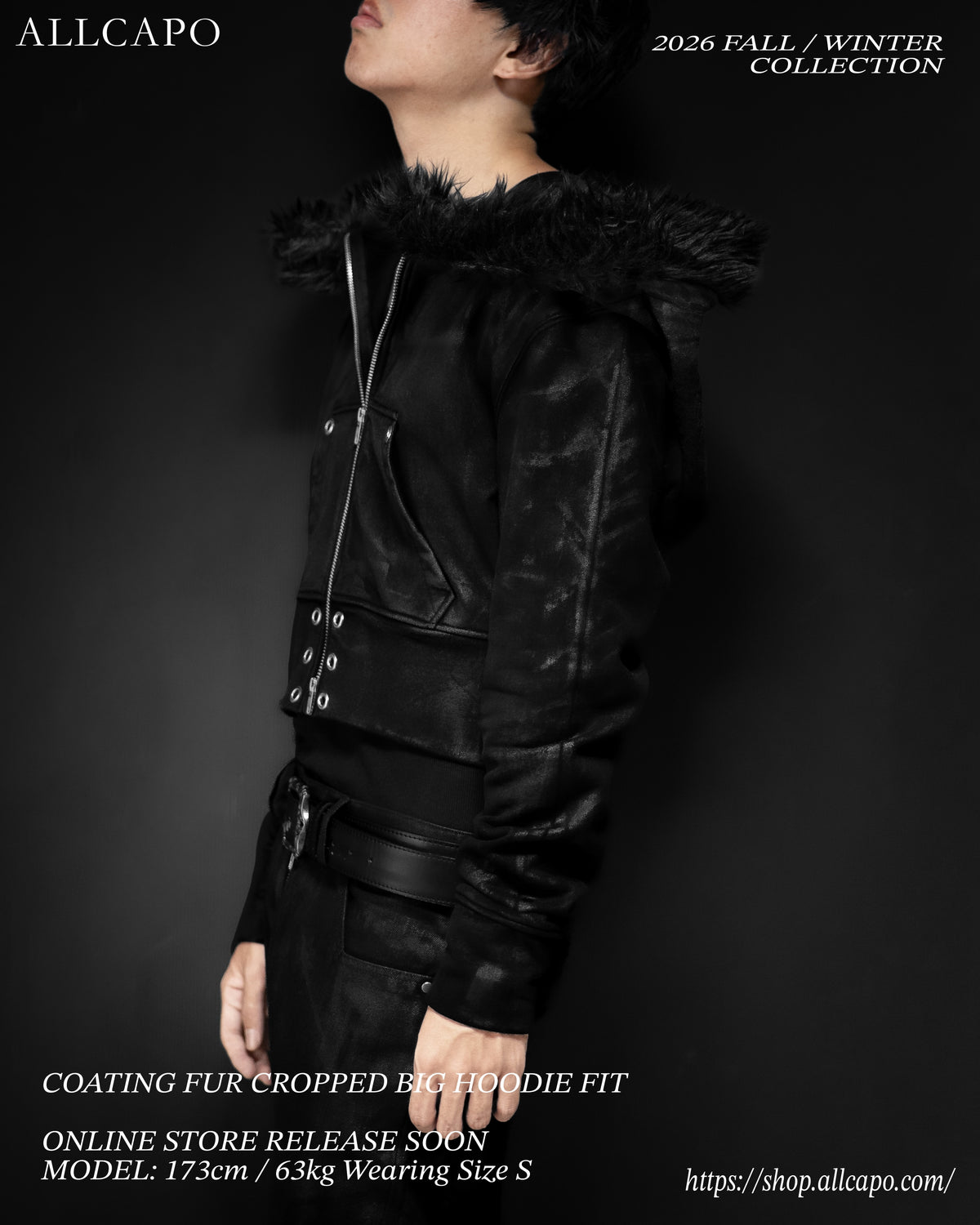 ALLCAPO COATING FUR CROPPED BIG HOODIE FIT