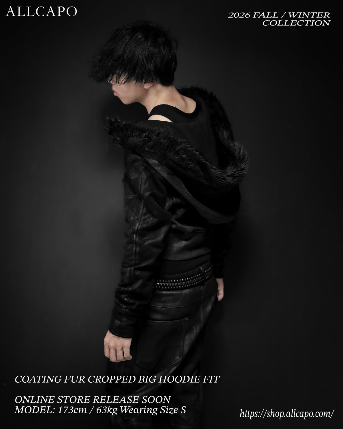 ALLCAPO COATING FUR CROPPED BIG HOODIE FIT