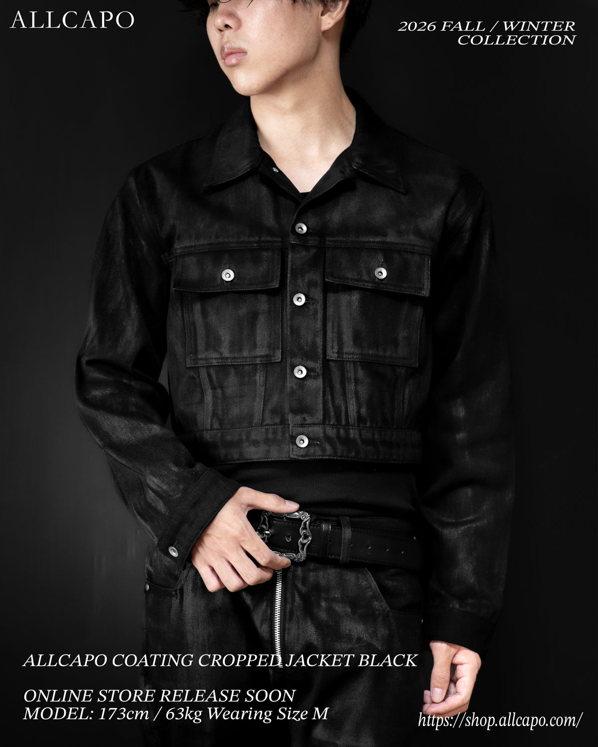 ALLCAPO COATING CROPPED JACKET BLACK