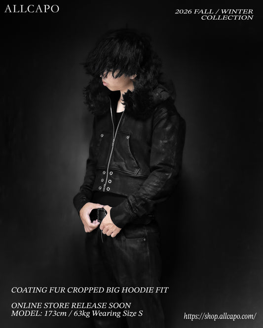ALLCAPO COATING FUR CROPPED BIG HOODIE FIT